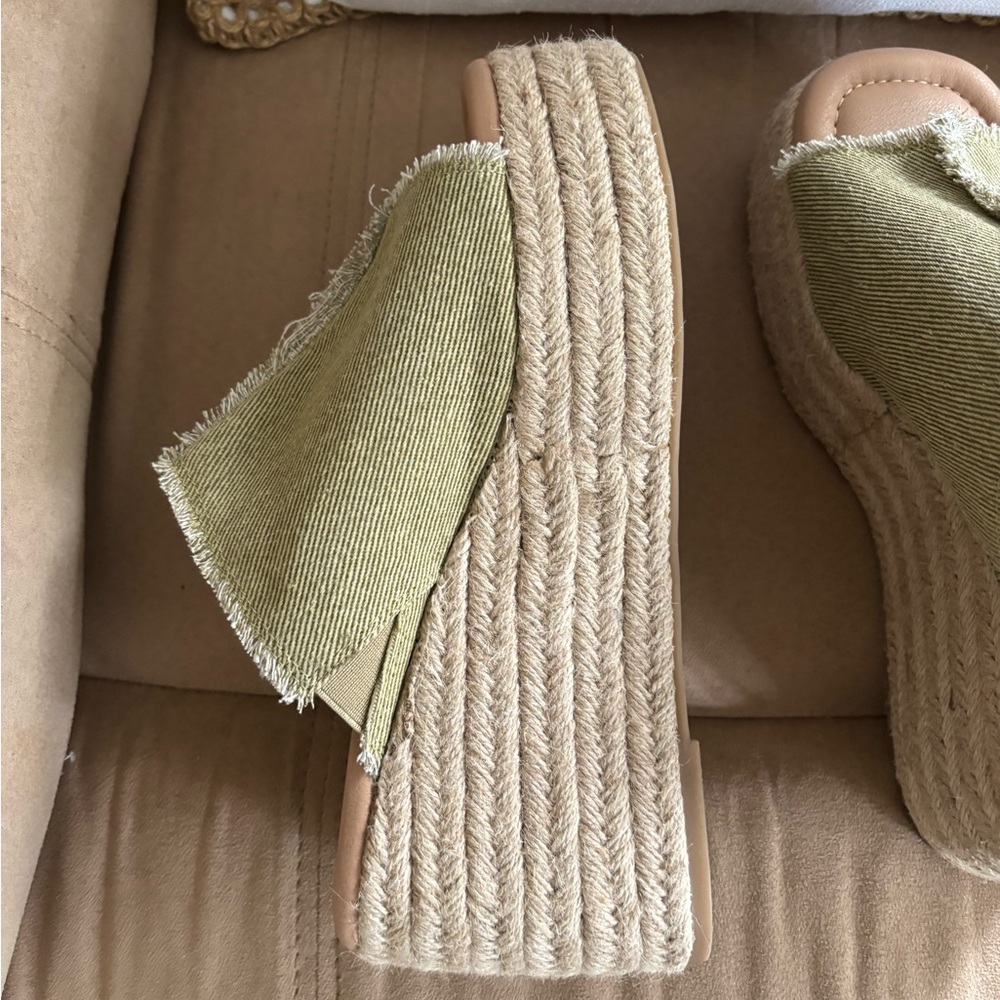 Lucky Brand Olive Green Wedge Sandals - Picture 6 of 7